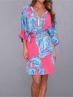 #127 Lilly Pulitzer Pink Wilda Kaftan Dress